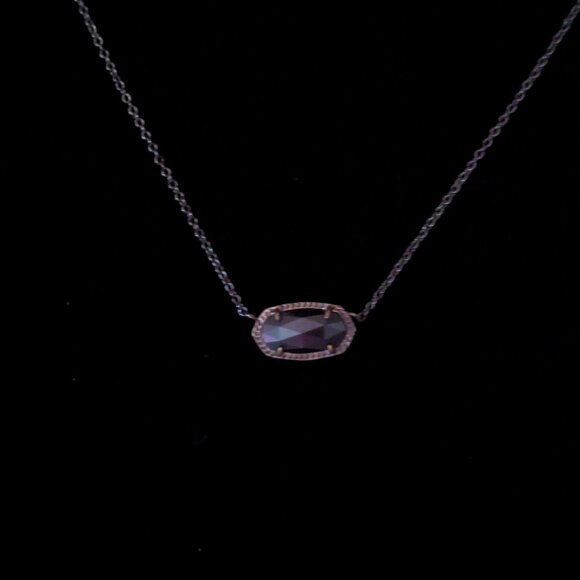 Kendra Scott Gold Tone Chain & Sparkly Dark Stone Necklace Signed - Picture 2 of 12